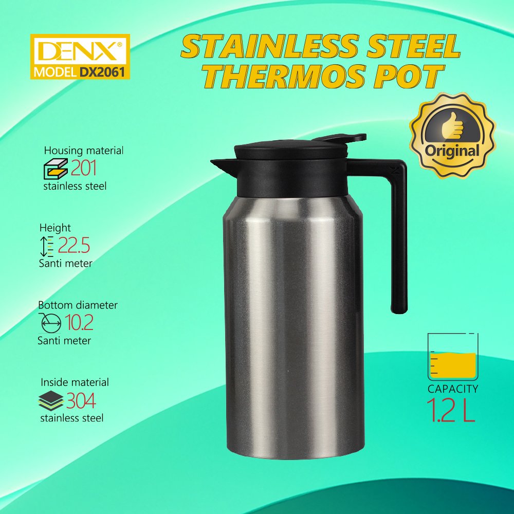 وعاء حراري DX2061 من الفولاذ المقاوم للصدأ بسعة 1.2 لتر من DENX لحفظ المشروبات