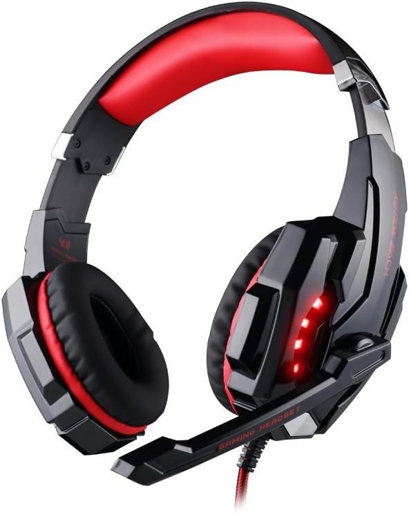 سماعة الألعاب KOTION EACH G9000 PRO مع تقنية إلغاء الضوضاء، وسادات أذن فائقة الراحة، مع إضاءة LED لون (احمر)