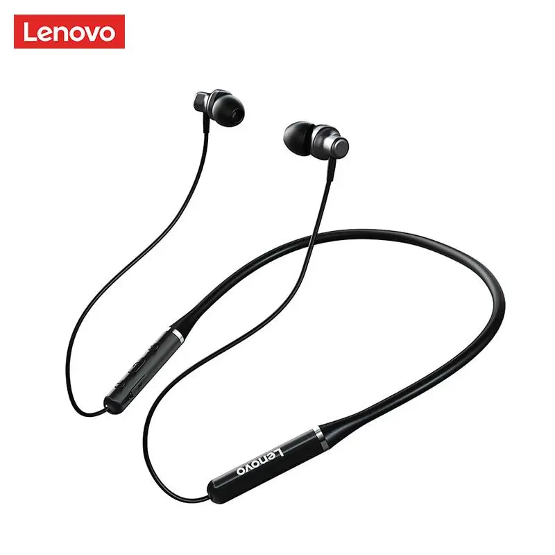 سماعة الأذن اللاسلكية lenovo HE 05  مزودة بطوق حول الرقبة و تدعم بلوتوث 5.0 باللون (الاسود)